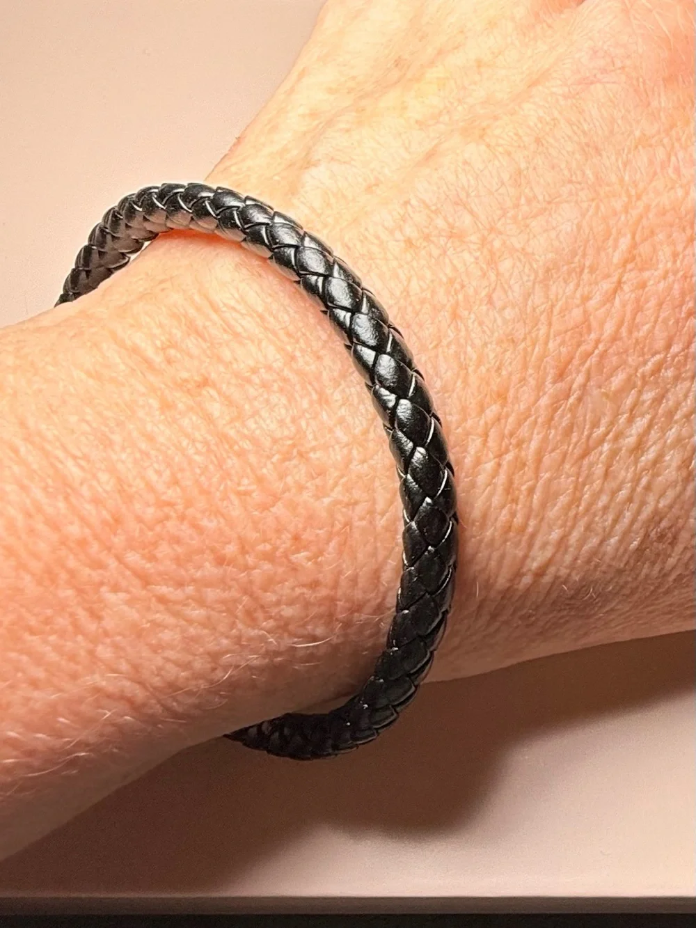 Black Braided Leather Magnetic Bracelet for Men